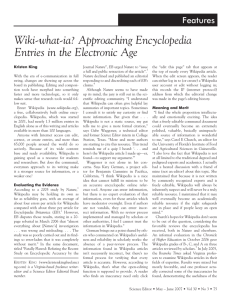 Wiki-what-ia? Approaching Encyclopedia Entries in the Electronic Age