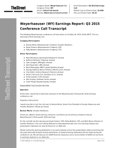 Weyerhaeuser (WY) Earnings Report: Q3 2015