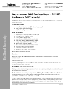 Weyerhaeuser (WY) Earnings Report: Q2 2015