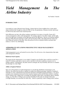 Yield Management In The Airline Industry