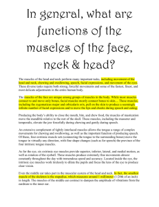 In general, what are functions of the muscles of the face, neck & head?