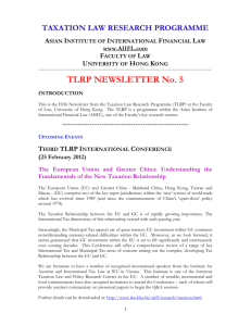 TLRP NEWSLETTER No. 5 - Faculty of Law, The University of Hong