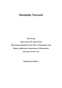 Metabolic Network - Department of Mathematics