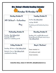 Mrs. Bishop's Weekly Reading Calendar