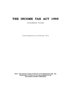 Income Tax Act 1995 - Mauritius Revenue Authority