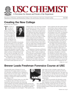 Brewer Leads Freshman Forensics Course at USC Creating the