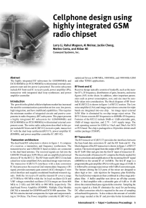 Cellphone design using highly integrated GSM radio chipset