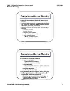 Computerized Layout Planning Computerized Layout Planning