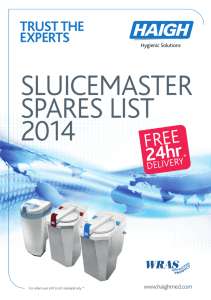 SLUICEMASTER SPARES LIST 2014
