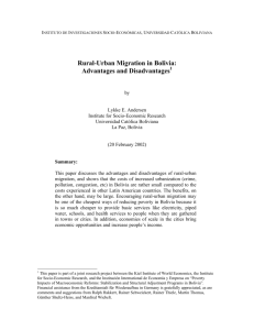 Rural-Urban Migration in Bolivia: Advantages and Disadvantages