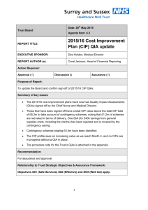 2015/16 Cost Improvement Plan (CIP) QIA update