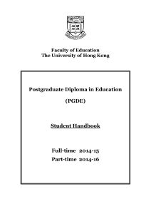 (PGDE) Student Handbook Full-time 2014-15 Part-time 2014-16