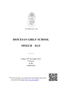 Speech Day Booklet - Diocesan Girls' School