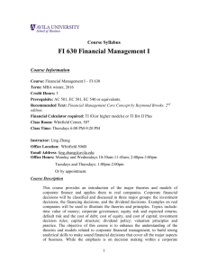FI 630 Financial Management I
