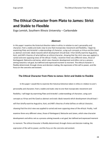 The Ethical Character from Plato to James: Strict and Stable to Flexible