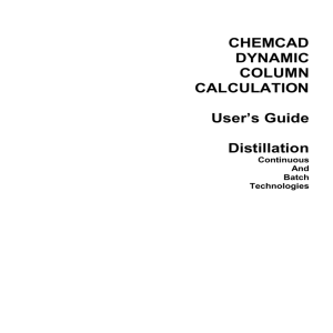 CHEMCAD DYNAMIC COLUMN CALCULATION User's Guide