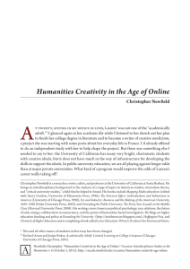 Humanities Creativity in the Age of Online
