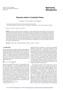 Dynamo action in turbulent flows