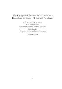 The Categorical Product Data Model as a Formalism for Object