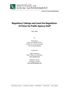 Regulatory Takings and Land Use Regulation