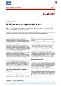 Mild hypertension in people at low risk