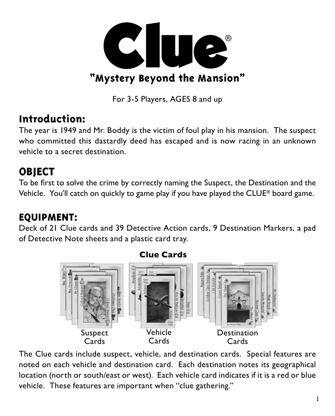 Clue Card Game Winning Moves