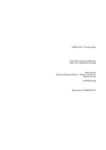 CREDS 2014 – Position Paper Four ethical issues in online trust