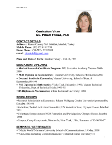 Curriculum Vitae Ms. PINAR TOKAL, PhD CONTACT DETAILS