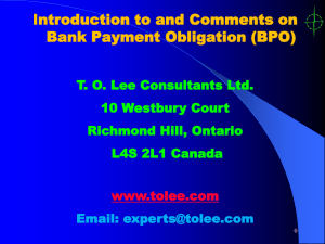 Introduction to and Comments on Bank Payment Obligation (BPO)