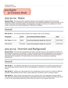 505 Equity 30 Treasury Stock 505-30-00 Status