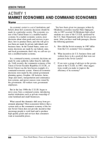 ACTIVITY 1 MARKET ECONOMIES AND COMMAND ECONOMIES