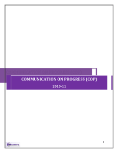 COMMUNICATION ON PROGRESS (COP)