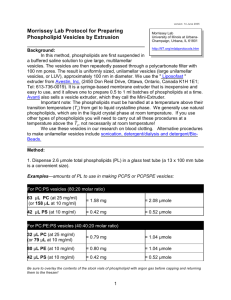 Morrissey Lab Protocol for Preparing Phospholipid Vesicles by