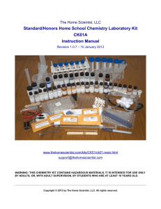 Standard/Honors Home School Chemistry Laboratory Kit CK01A