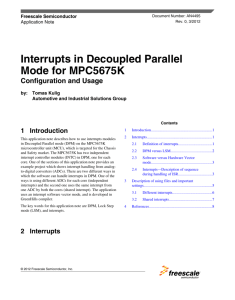 AN4495, Interrupts in Decoupled Parallel Mode for MPC5675K