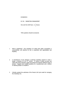 ECONOMICS EC 351 MARKETING MANAGEMENT One and One