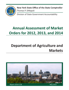 Annual Assessment of Market Orders for 2012, 2013, and 2014