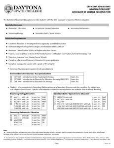 Bachelor of Science in Education Information Sheet