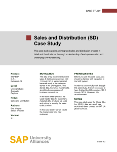 Sales and Distribution (SD) Case Study