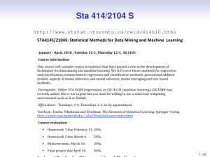 Sta 414/2104 S - Department of Statistical Sciences