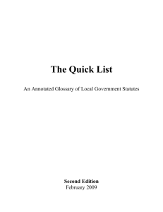 The Quick List: An Annotated Glossary of Local Government Statutes