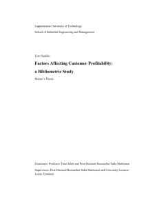 Factors Affecting Customer Profitability: a Bibliometric Study