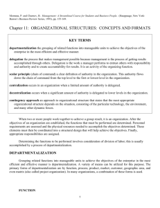 Chapter 11: ORGANIZATIONAL STRUCTURES: CONCEPTS AND