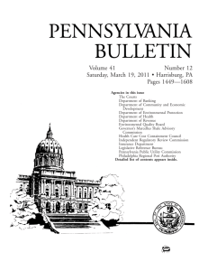 Pa Bulletin - Pennsylvania Bulletin