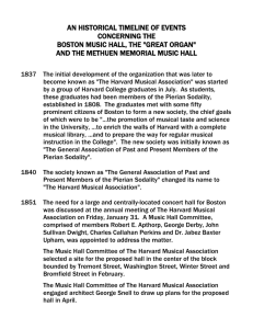 An Historical Timeline - Methuen Memorial Music Hall