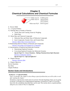 Chapter 9 Chemical Calculations and Chemical Formulas