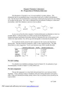 Dehydration of Methylcyclohexenes