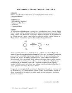 Dehydration of 4-methylcyclohexanol