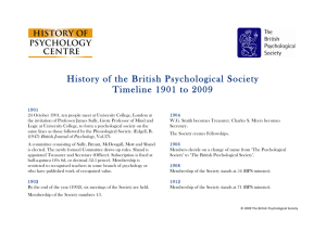 History of the British Psychological Society Timeline 1901 to 2009