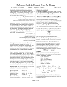 Reference Guide & Formula Sheet for Physics